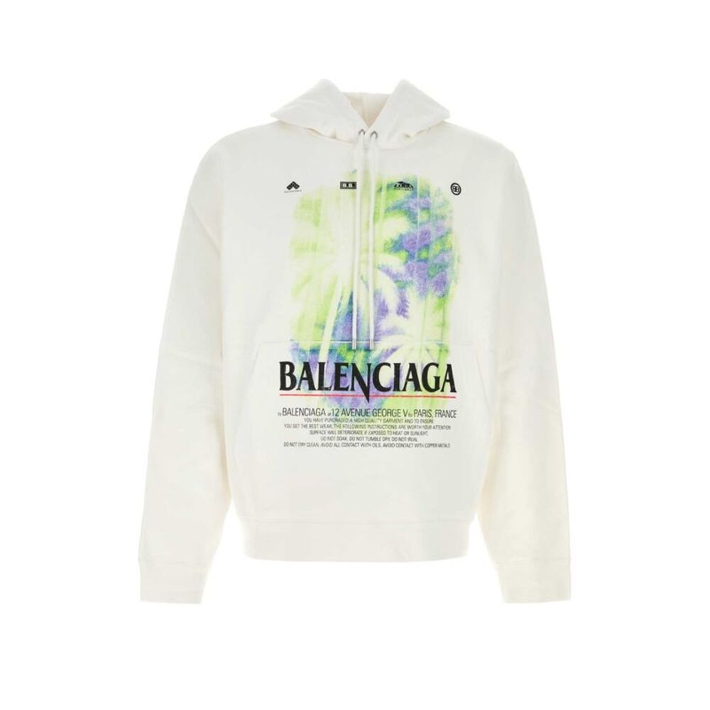 Balenciaga Men White Cotton Oversize Sweatshirt